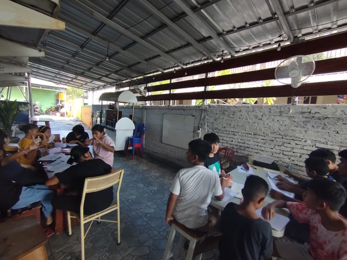 English class in session at an orphanage in Bali